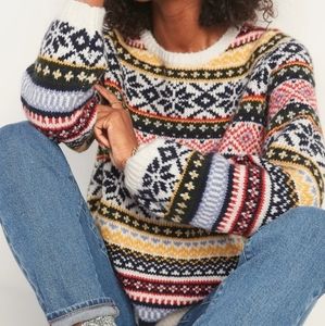 Old Navy Fair Isle Print Balloon Sleeve Sweater Size S